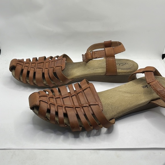 Clarks Jana huaraches brown woven boho sandals summer festival wedge retro - Picture 4 of 10